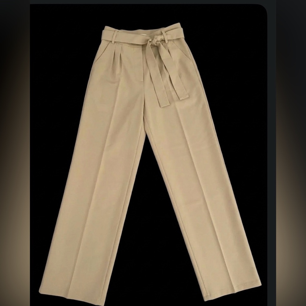 4th+Reckless High-Waisted Wide Leg Pants SkylarTie Waist in Camel S/Med